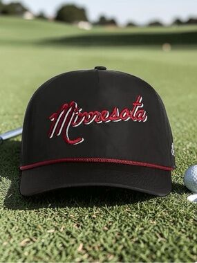 NWT Bad Birdie Minnesota Script Rope Golf Hat Black Red Snapback Adjustable
